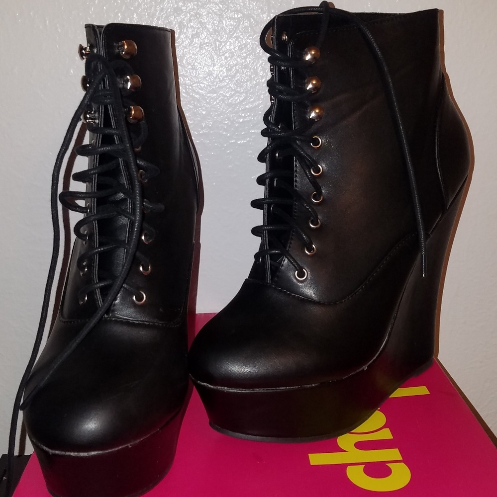Black Lace Up Booties